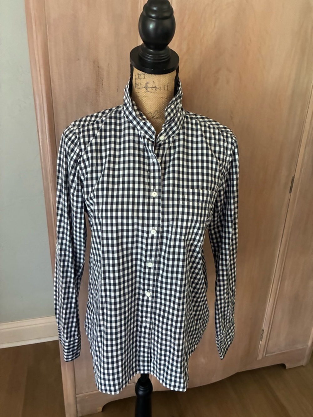 J. Crew Sz 10 Boy Navy Gingham Button Down Shirt - Picture 11 of 15